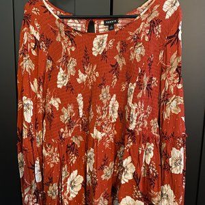 Torrid Terracotta Floral Babydoll Top (size 2)
